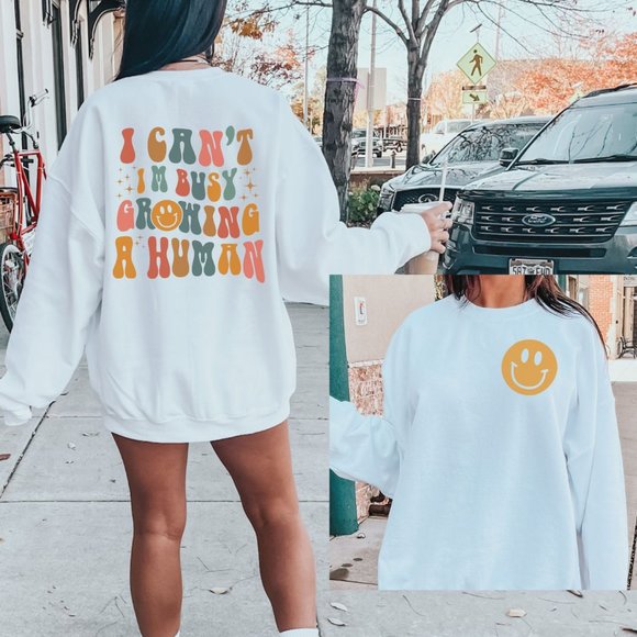 Tops - I Can't I'm Busy Growing A Human Sweatshirt, Pregnancy Sweatshirt, Mama Shirt